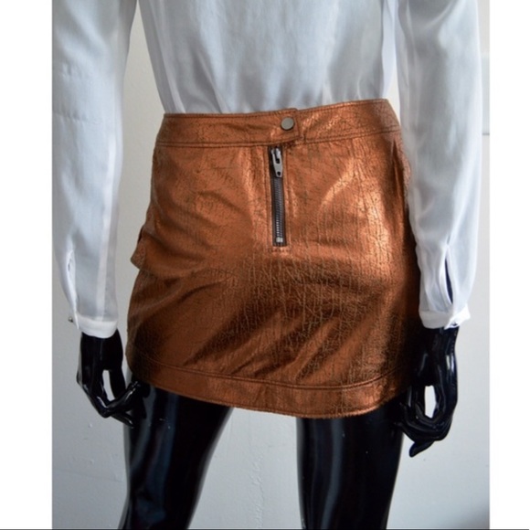 H&M Bonze Crackled Metallic Flap Mini Skirt - Picture 2 of 7